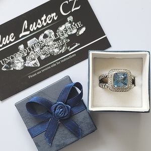 🌟Blue Cubic Zirconia Double Cable Style Blue Ice Ring Size 9.25